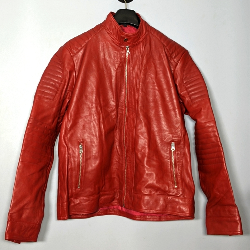 NEW Noora Womens STUNNING red Bikers Leather Jacket Sz Medium